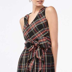 J CREW TARTAN V-NECK WRAP DRESS